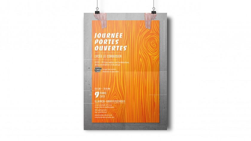 Affiche des journées portes ouvertes dy Lycée le Corbusier.